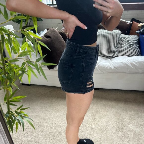Black Distressed Shorts - Picture 6 of 7